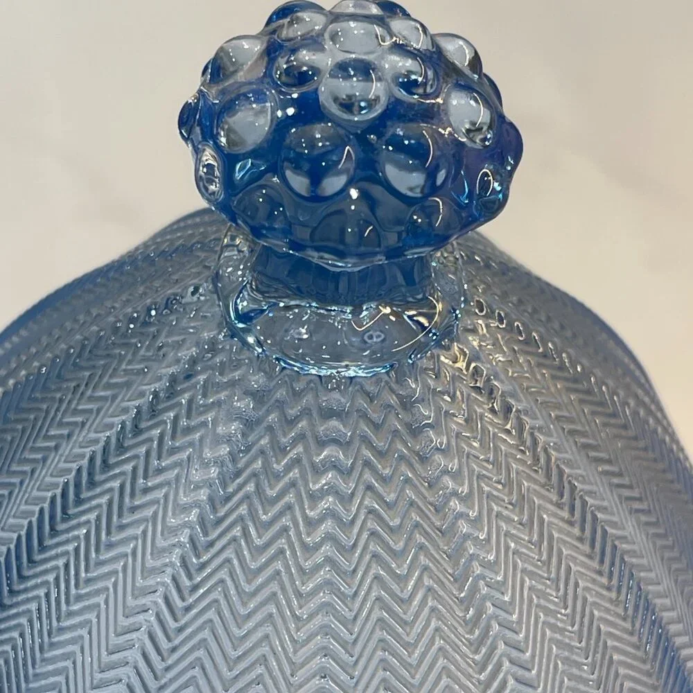Gorham Crystal Blue Hobnail Egg Shaped Candy Dish - Picture 6 of 16